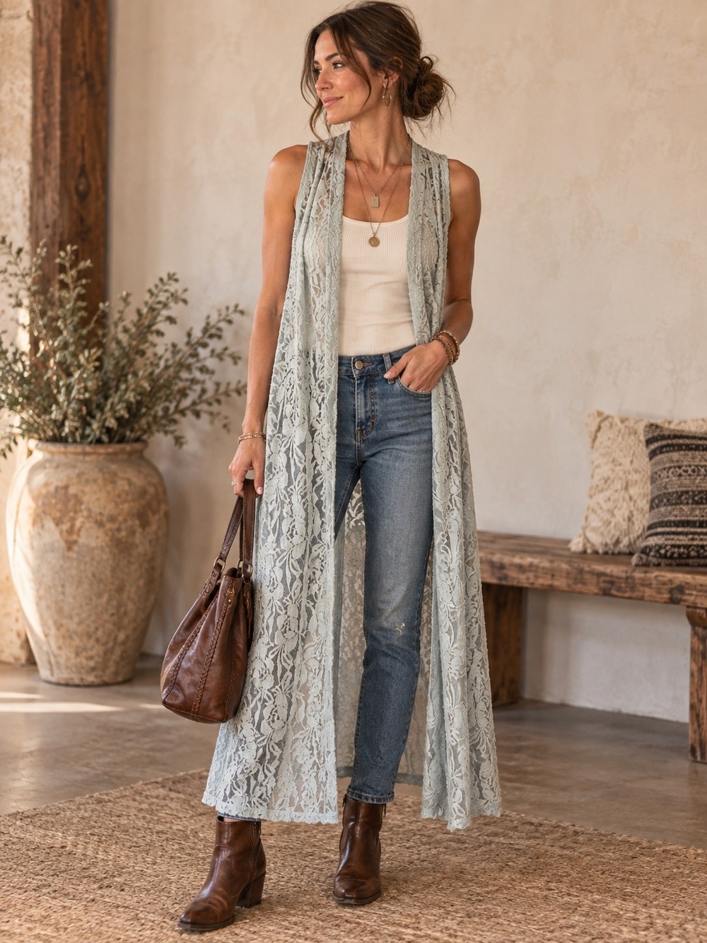 LuLaRoe long lace duster vest in light blue